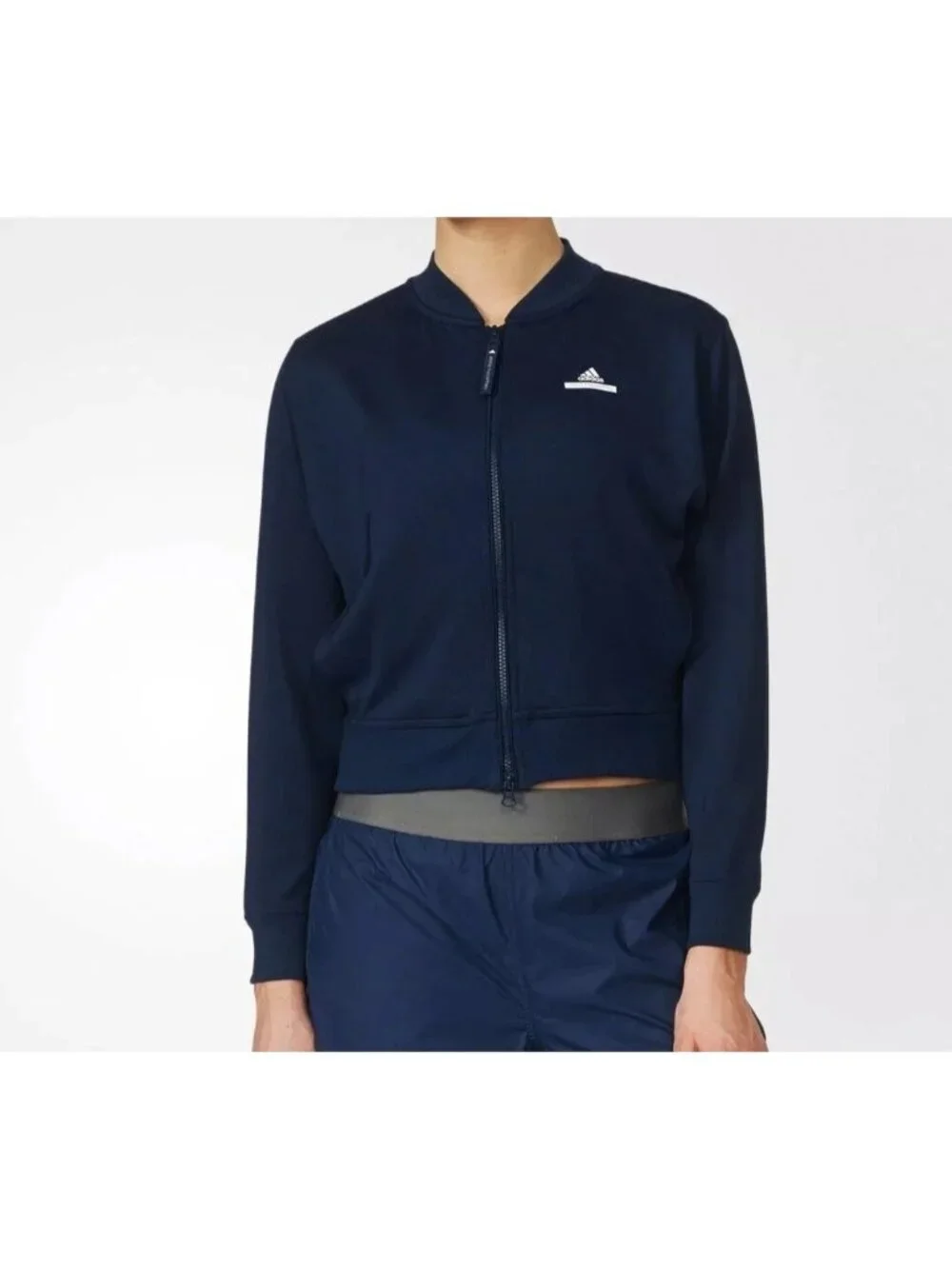 Adidas Stella McCartney Women's Jacket Medium Blue Full Zip Cropped Barricade